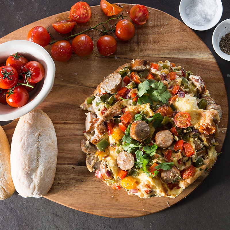 Breakfast Fritatta with Pork Sausages 
