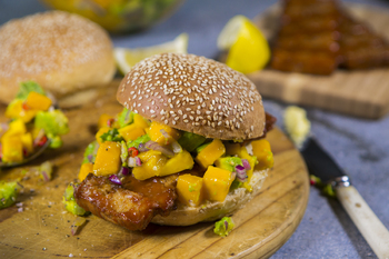 Chicken Burger & Mango Avo Salsa