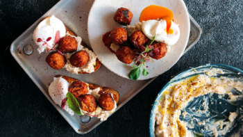 Frikkadels and mashed butterbeans on toast