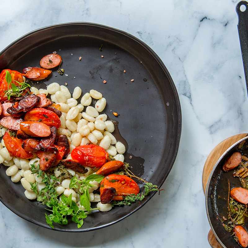 Gnocchi with Smoked Russians & Marinated Tomatoes 