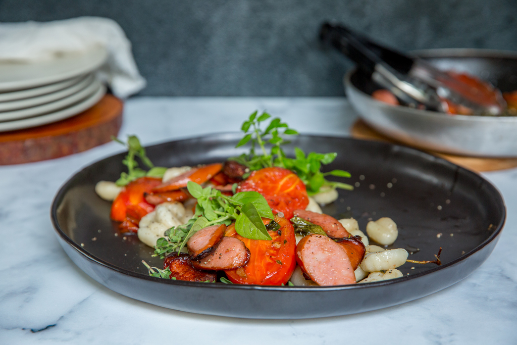 Gnocchi with Smoked Russians & Marinated Tomatoes 