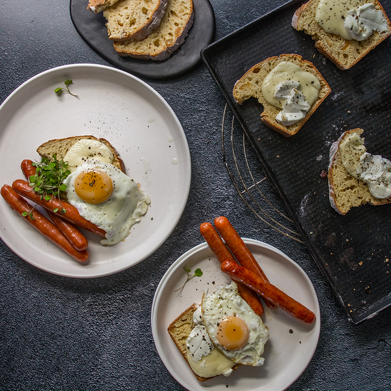 Pear & Cumin Breakfast Toast with Eggs & Cheese Grillers 