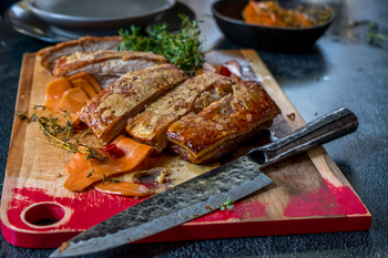 Crispy Pork Belly with Sweet Potato and Chilli Pickle