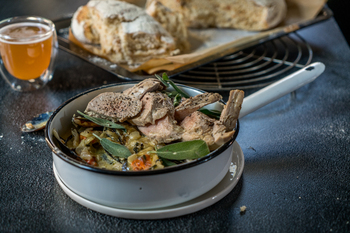 Mussel and Beer Pork Fillet with Sweet Potato Bread