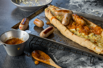 Khachapuri Cheese Bread with Pork Sausages & Chakalaka