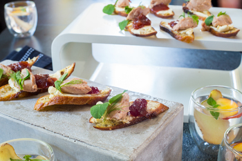 Liver Spread on Toast with Onion and Raspberry Marmalade