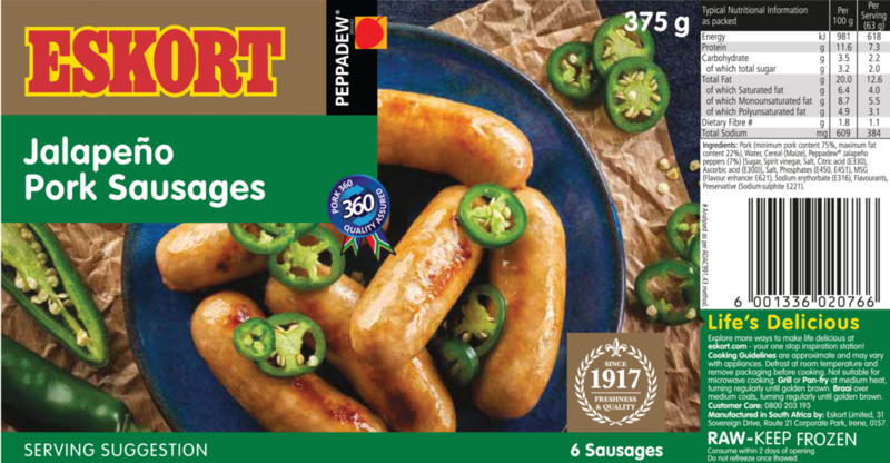 JalapeÃo Pork Sausages 