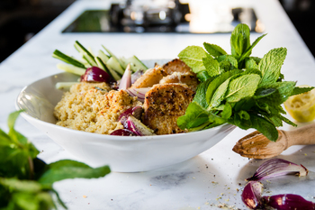 Spicy Harissa Pork Loin with a Quinoa Salad