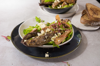 Pork Neck Steaks with Aubergine Salad