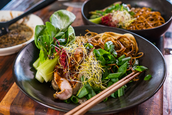 Pork Chop Noodle Salad with Zesty Soy Dressing