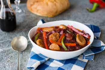 Rustic Greek Style Sausage & Peppers