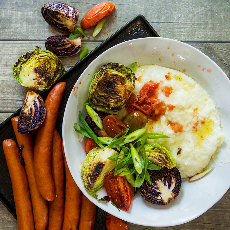 Russians, Pap, Tomatoes & Baby Cabbage 