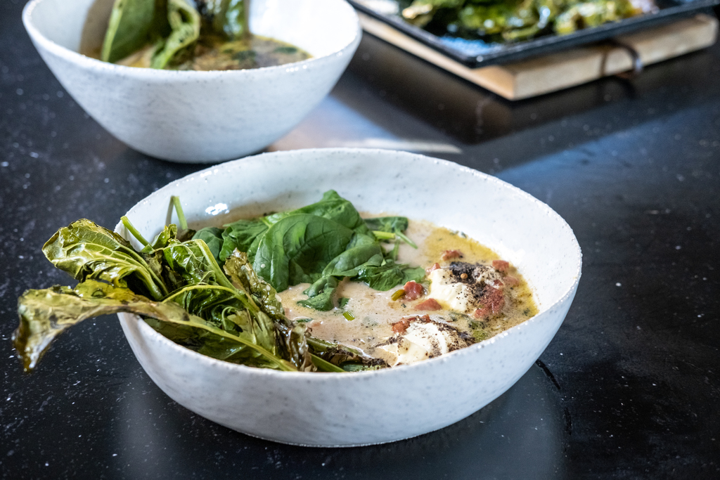 Creamy Spinach & Kale Bacon Broth 