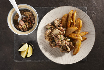 Pork Fillet with Mushroom & Bacon Sauce